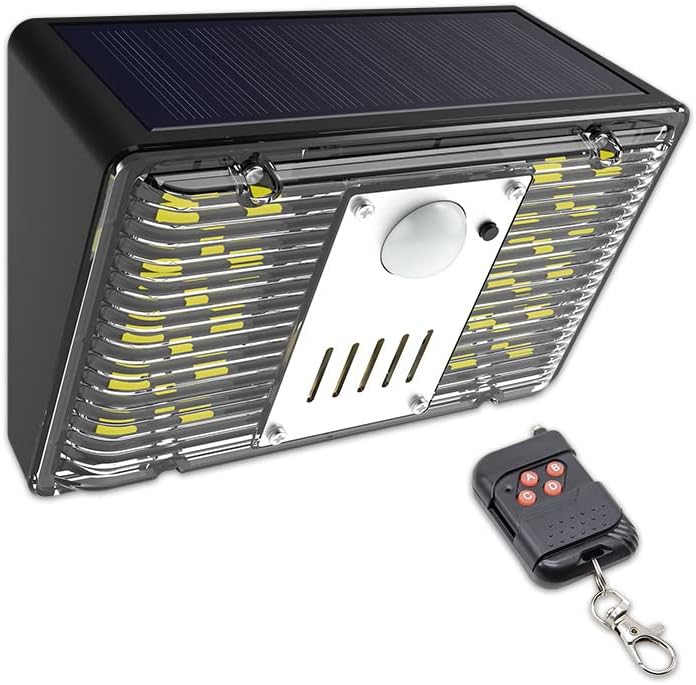 Photo voltaic Strobe Alarm Mild, Waterproof Safety Wall Mild with Movement Sensor, Distant Management, 129dB, for Outside RV, Storage, Yard (1 Pack)