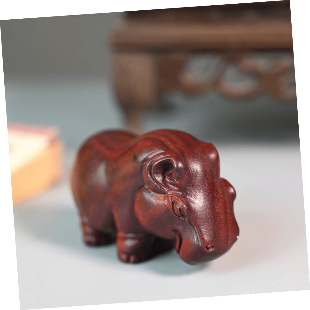 ULTECHNOVO Statua di Ippopotamo in Legno di Sangue Marrone, Decorativa