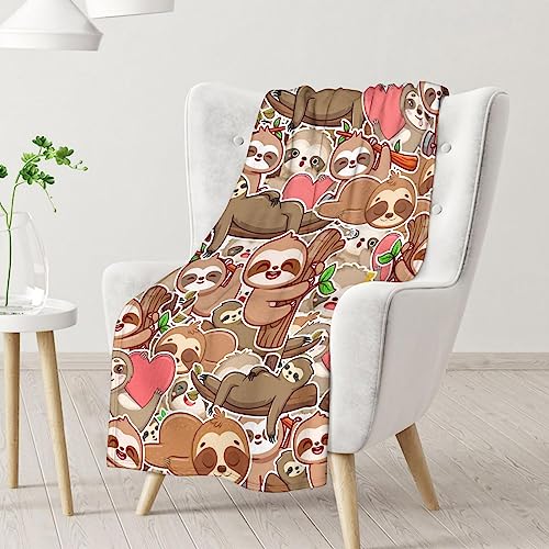Mercuryelf Sloth Throw Blanket - Soft, Fuzzy & Warm - 30x40 Inches Small Blankets for Lap, Crib - Brown Novelty Throws Gift for Sloth Lovers