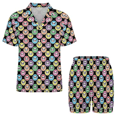 Mens Nautical Print Pajamas Matching 2 Piece Set Home Pajama Pants Short Sleeves Button Up Shirts Travel Sleep Shorts