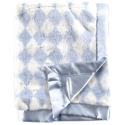 Hudson Baby Plush Blanket with Satin Trim and Backing, Blue (Discontinued by Manufacturer)