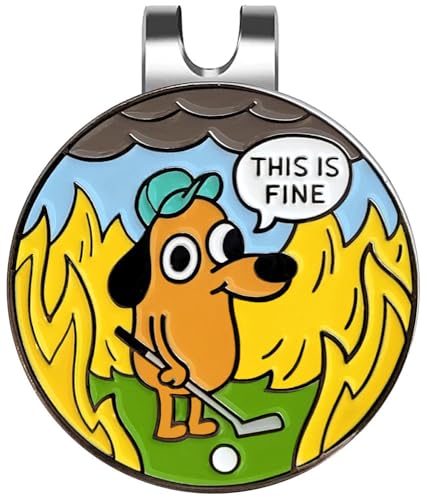 Pinsanity “This is Fine” Funny Golf Ball Marker with Hat