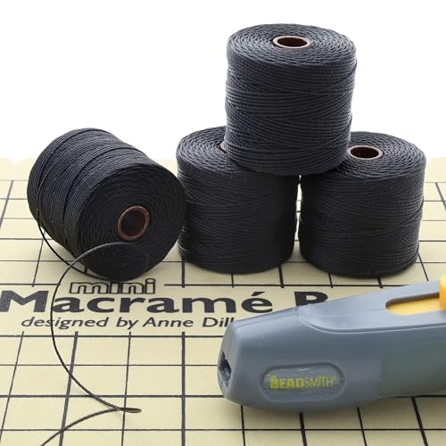 Hilo de nailon BeadSmith Super-Lon tamaño 18, bobina resistente de 77 yardas negra 8