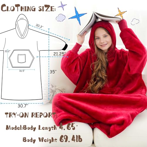 FUSSEDA Übergroße Tragbare Decke Sweatshirt, Super Dicke Warme Sherpa Fleece Kuscheldecke Hoodie mit Taschen und Ärmeln für Erwachsene und… – Ansicht 3