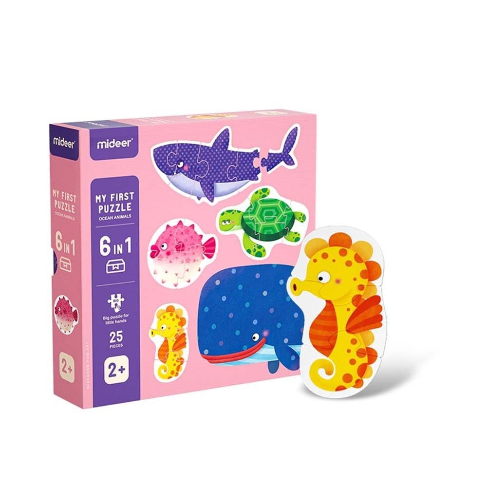 MideerMy First Ocean Jigsaw Puzzle, Thick Cardboard 6 in 1 Mini Puzzles 2-5 Pieces, Children and Toddlers, Educational Learning Toy for Boys & Girls 2 Years & Above, Perfect for Travel