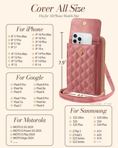 Image of Miss Adola Zipper Cell Phone Purse Crossbody Bag for Women | Zipper Closure, RFID Blocking, Card Slots, Adjustable Shoulder Strap, Cute Small Phone Wallet for Travel and Daily Carry