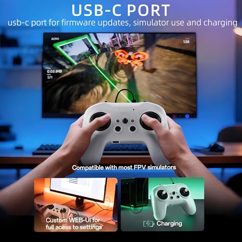 Radiomaster T8L ELRS 2,4 GHz RC-Fernsteuerung, Hall-Gimbaln, USB-C, Simulatorkompatibel für FPV-Drohne, Auto, Boot, Hubschrauber (Weiß)