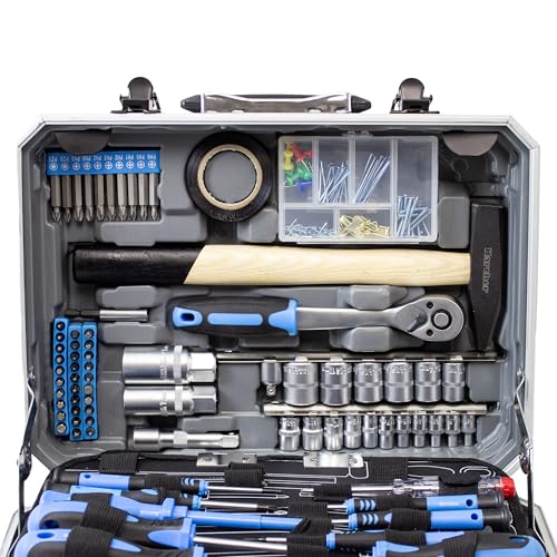 KARCHER Werkzeugkoffer 114-teiliges Tool-Set I Werkzeugset aus Chrom Vanadium & Karbonstahl mit Hammer, Schraubendreher, Steckschlüssel, Bitsatz uvm. I Praktischer Koffer für Werkzeug - 8
