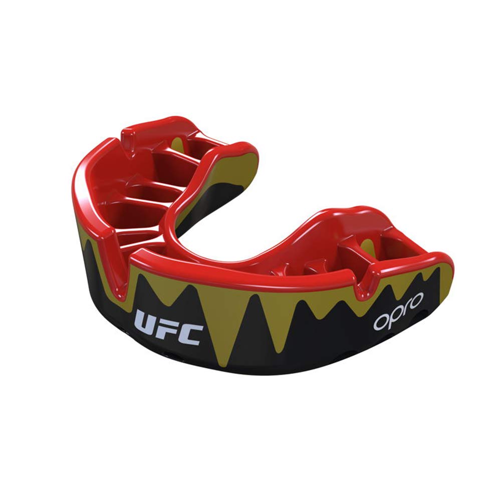 Opro UFC Platinum Fangz Mouth Guard Red Metal Black