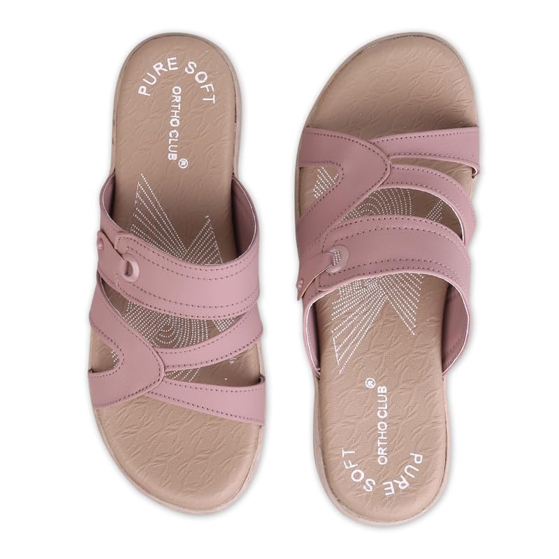 Image of ORTHO CLUB Women Orthopedic Comfort Slippers | Soft Cushioned Footbed | Anti-Slip Sole | Lightweight Daily Wear Sandals for Home & Outdoor Use