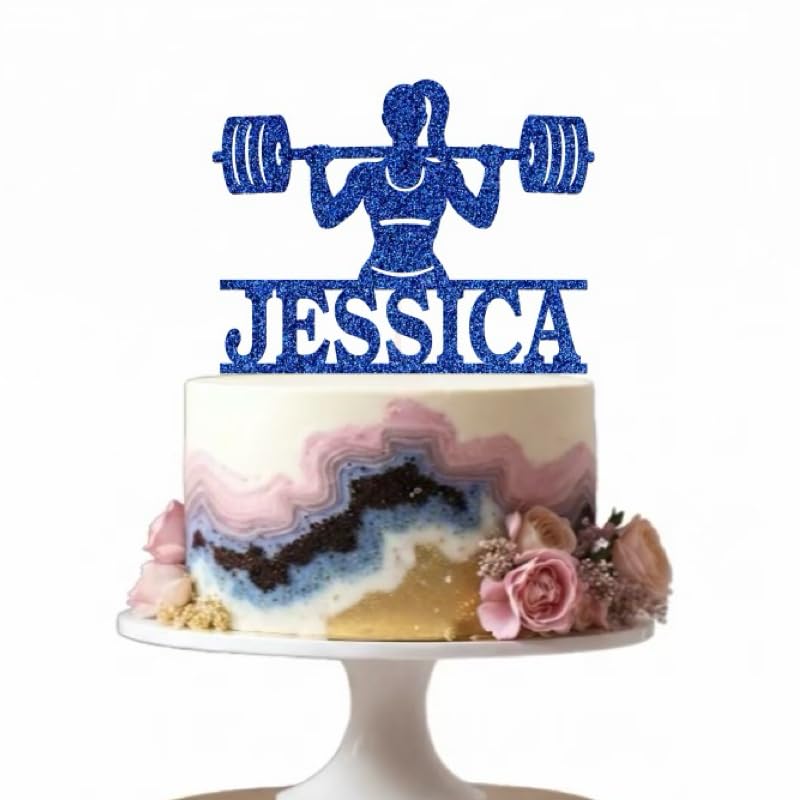 Welshcrafter Design - Custom Female Weightlifting Glitter Topper Glitter. Girl Gym Decoration. Fitness Birthday Pick. Workout Party Accent. Over 30 Glittery Colours Available