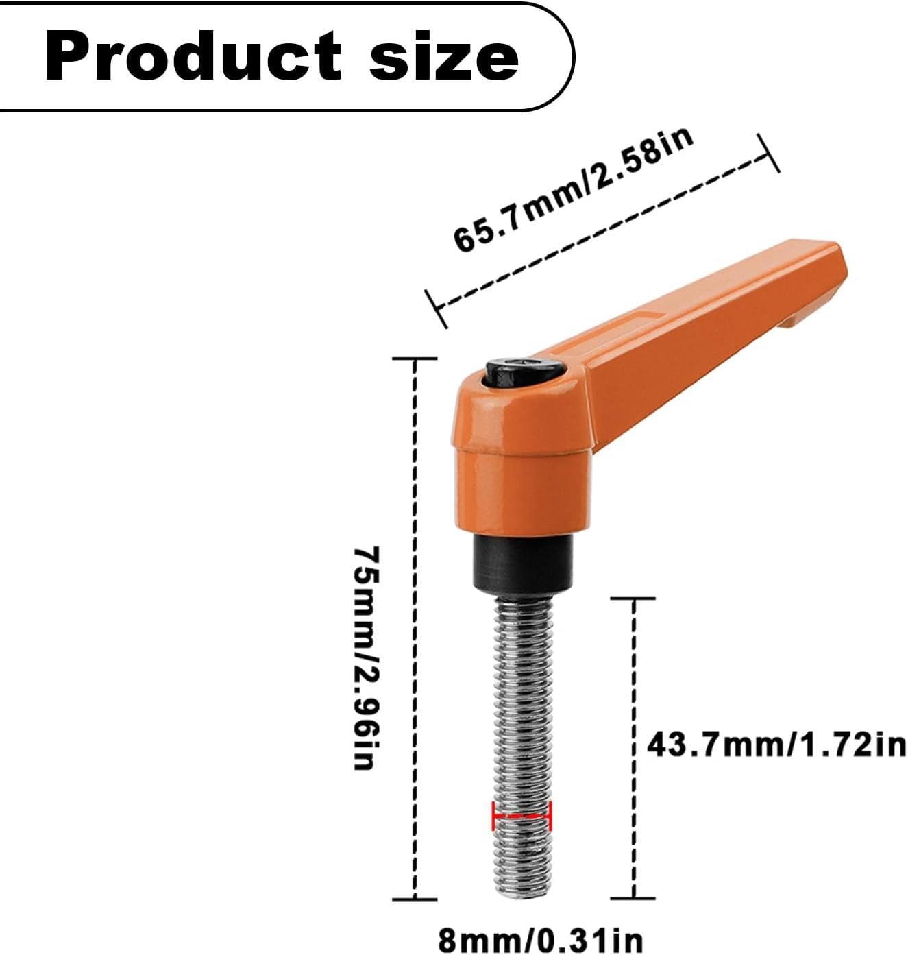 Clamping Lever Handle, 3 Adjustable Mounting Handles, M8 Adjustable Clamping Lever with Threaded Bushing, Retaining Lever with Bolts, for Machine Tools, Welding Machines (Clamping Lever M8-38