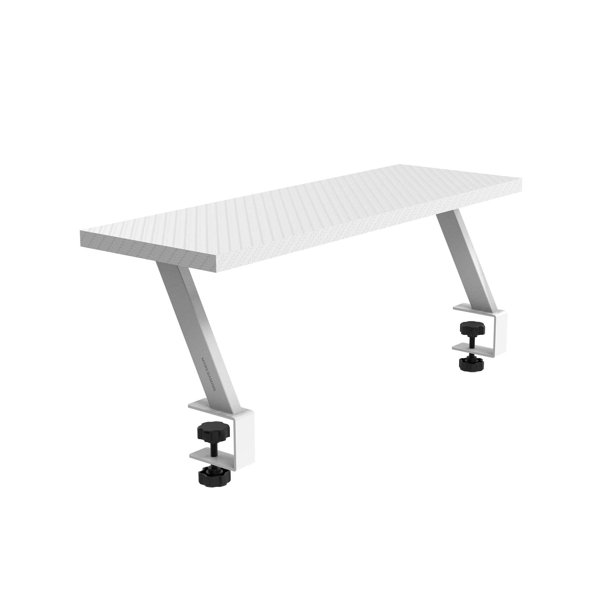 Mars Gaming MGDS, Monitor Riser Stand, Raises the Monitor 17 cm, Ergonomic Steel Table Stand, Carbon Fibre Board 60 x 20 cm, Screen Support for Desks from 10 to 33 mm Thick, White