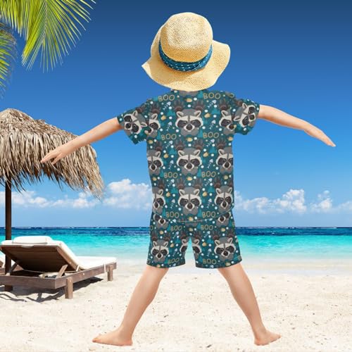Image of visesunny Boy Floral Short Sleeve Button Down Shirt & Casual Shorts Set Summer Outfits 3-10 Years Clothes