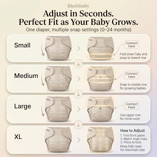 Image of Blushbaby Premium Reusable Cloth Diapers for Babies | 3 Months-3 Years | 2 Washable Diapers with 2 Absorbent Insert Pads | Adjustable, Leakage Proof cloth diapers for babies | Freesize Diaper 5-18kg