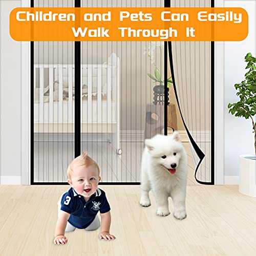 Ngreen Double Doors Magnetic Screen - Heavy Duty Mesh Curtain And Full Frame Hook And Loop, Toddler And Dog Friendly, No Tools Required (Double Doors, 62"X81", Fits Door Up To 60"W X 80"H) #TOP4