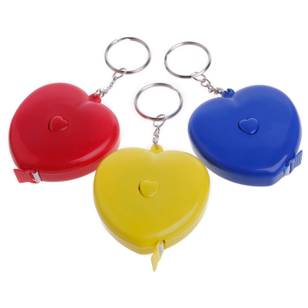 Kalttoy Multicolor Keychain Portable Retractable Ruler Heart-Shaped Tape Measure 1.5M Table Fence Tape Measure With Fractions Metric Adhesive Measuring Adhesive Back Metal Ruler Strips With Backing