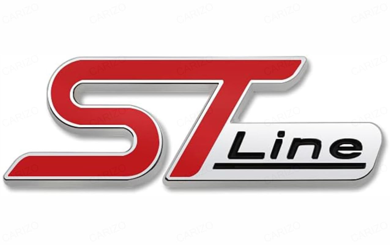 CARIZO Premium Zinc Alloy Badge, 3D Premium Car Side Fender Rear Trunk (Design: ST Line, Red & Silver) Emblem Logo Badge Decals-image-46
