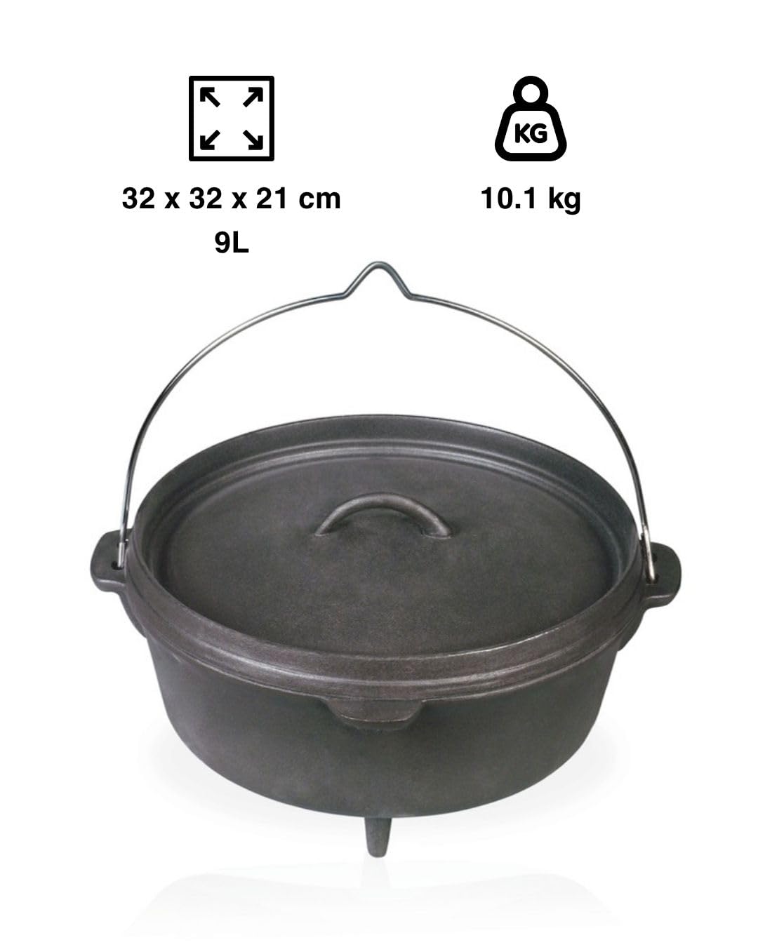 Barbecook Junko cocotte, marmitte en fonte, accessoire pour le barbecue bois, 9L, Noir