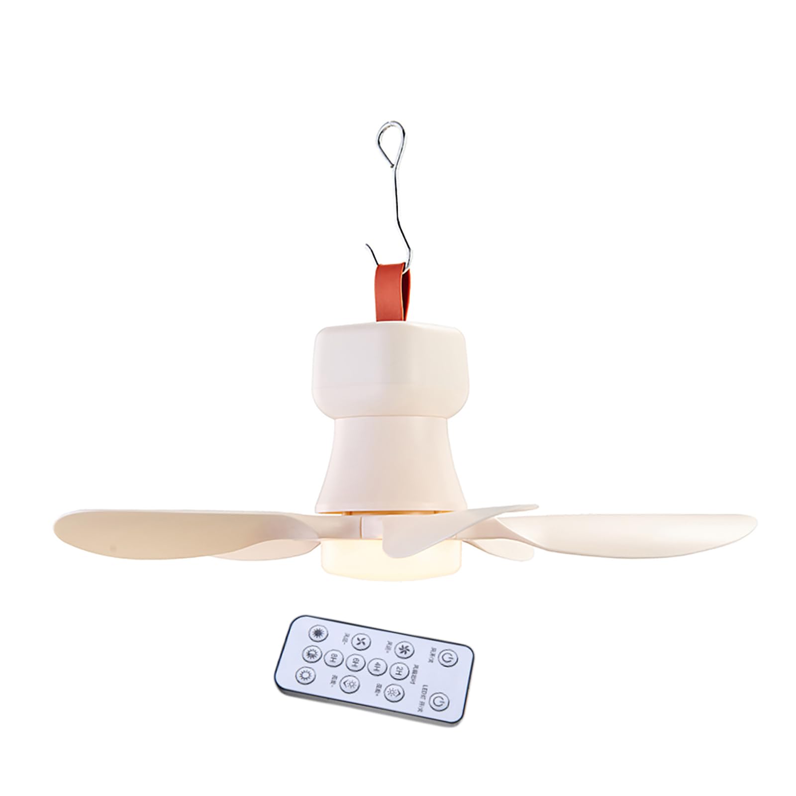 Ljmyy Remote Control 2000Mah Ceiling Fan With LED Light 3 Speed Portable Hanging Fan For Camping Tent Outdoor