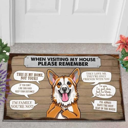 ���փ}�b�g �y���u���[�N�E�E�F���V���E�R�[�M�[ ���������̉Ƃ��Ƃ������Ƃ�Y��Ȃ��� 50×80cm doormat Pembroke Welsh Corgi Please Remember This Is My Home Funny