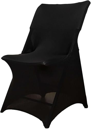 Miniatura 7 de Efavormart - Funda para silla plegable de licra elástica negra con bolsillos para los pies