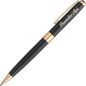 Caneta Personalizada Crown Treasure Esferográfica Diversas Cores Gravação Nome Simbolo Luxo + Estojo Crown (PRETO)