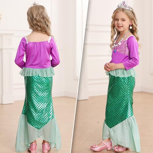 Disfraz completo de sirena para niñas 2-8 años miniatura 4