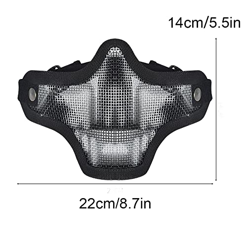 Mtghyare Airsoft Masks Half Face, Military Tactical Mesh Masks Airsoft Steel Metal Mesh Lower Face For Paintball Shooting Cosplay Cs War Game (Black) #TOP1