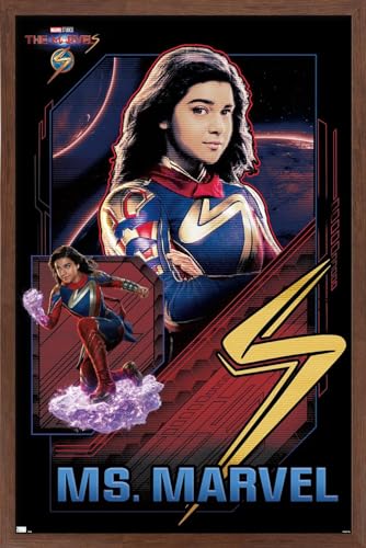 Poster mural Ms. Marvel avec cadre acajou élégant 56x86 cm Trends International haute finition
