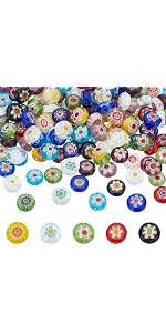OLYCRAFT 330 perline in vetro multicolore a forma di fiore, 3,7-5,6 mm, foro da 1 mm, perfette per la creazione di gioielli