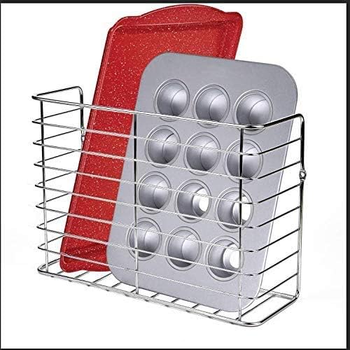 TreeLen 2 Pack Kitchen Cabinet Organizer for Cutting Boards,Chrome Inside Cabinet Door Storage Pantry Door Wall Mount Wrap Organizer Rack