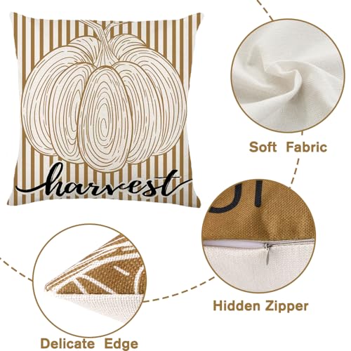 Heirloom Haven HH-ST554M1P1 Hello Autumn Pumpkin Maple Leaf Throw Pillow Covers 18X18 Set Of 4 thumb #2