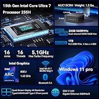 Intel NUC 15 PRO, für ASUS NUC 15 PRO Mini PC – mit Ultra 7 255H, 32GB RAM & 1TB SSD, Win 11 Pro, Intel Wi-Fi 7 (Gig+) sowie BT 5.4, Geschäfts-PC für Bildung, Büro, Digital Signage, POS & SMB – Ansicht 3