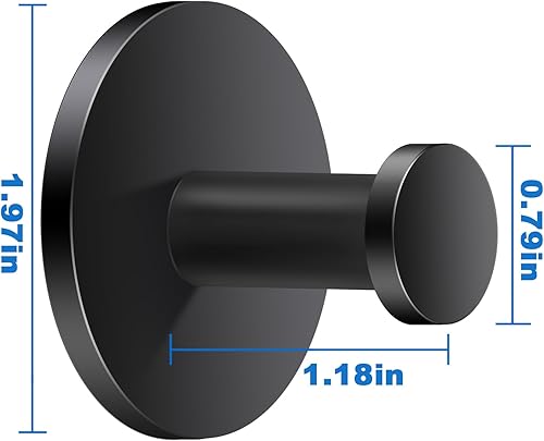 Miniatura 5 de Ganchos para toallas de pared para colgar ganchos autoadhesivos de acero inoxidable, ganchos para dormitorio, cocina, baño, paquete de 2 (color