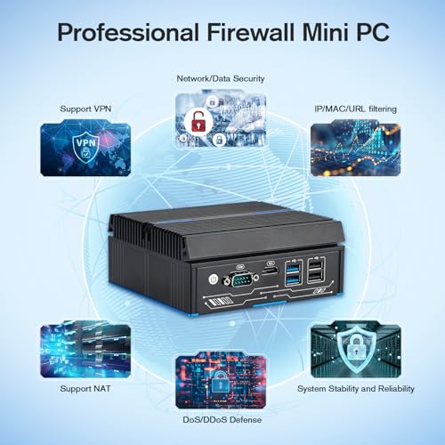 Sharevdi Lüfterloser Firewall-Mini-PC 6 x Intel LAN Ethernet (bis zu 2,5 GbE) Intel CORE 6006U, 8 GB DDR4 128 GB mSATA SSD Netzwerk-Gateway Soft-Router AES NI/HD/COM-Test mit PF-Sense/OPN-Sense