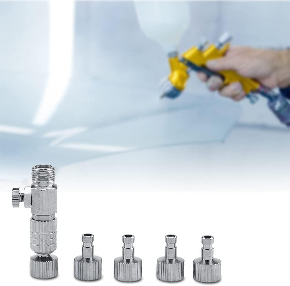 Quick Disconnect Airbrush Fittings 1/8 Inch 4-Piece Set Metal Swivel Design for Preventing Hose Kinking Auto Body Painting