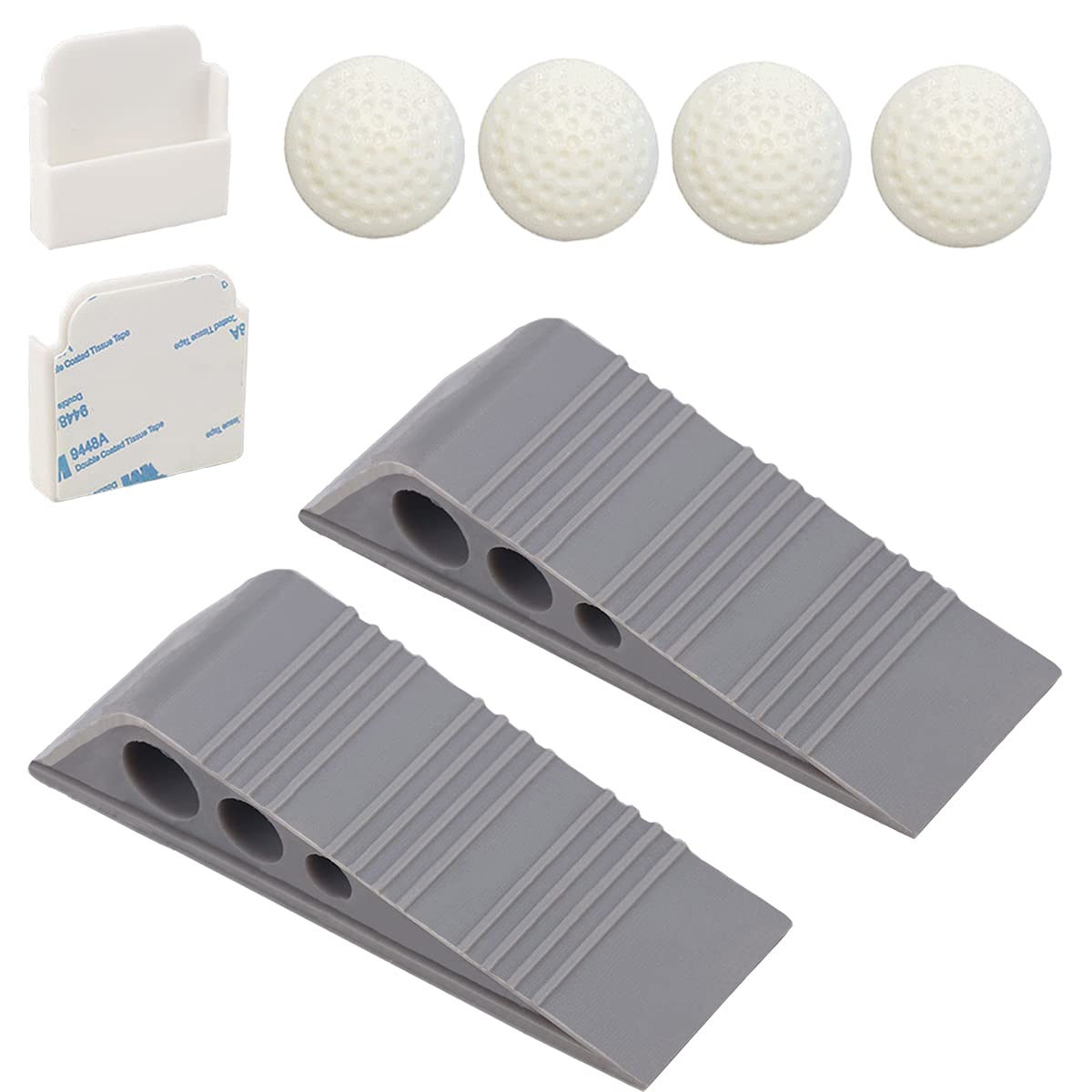 Buaszay Silicone Door Stoppers?Door Wedge Stoppers?, Door Stoppers for Bottom of Door Prevent Objects from Sliding, and Four Door Stopper Wall Protectors are Also Given to Prevent Any Impact.