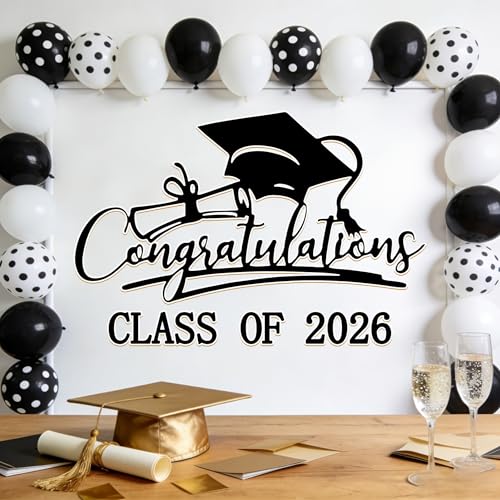 Decoración Vinilo Pared Graduación Congrats Grad Negro miniatura 1