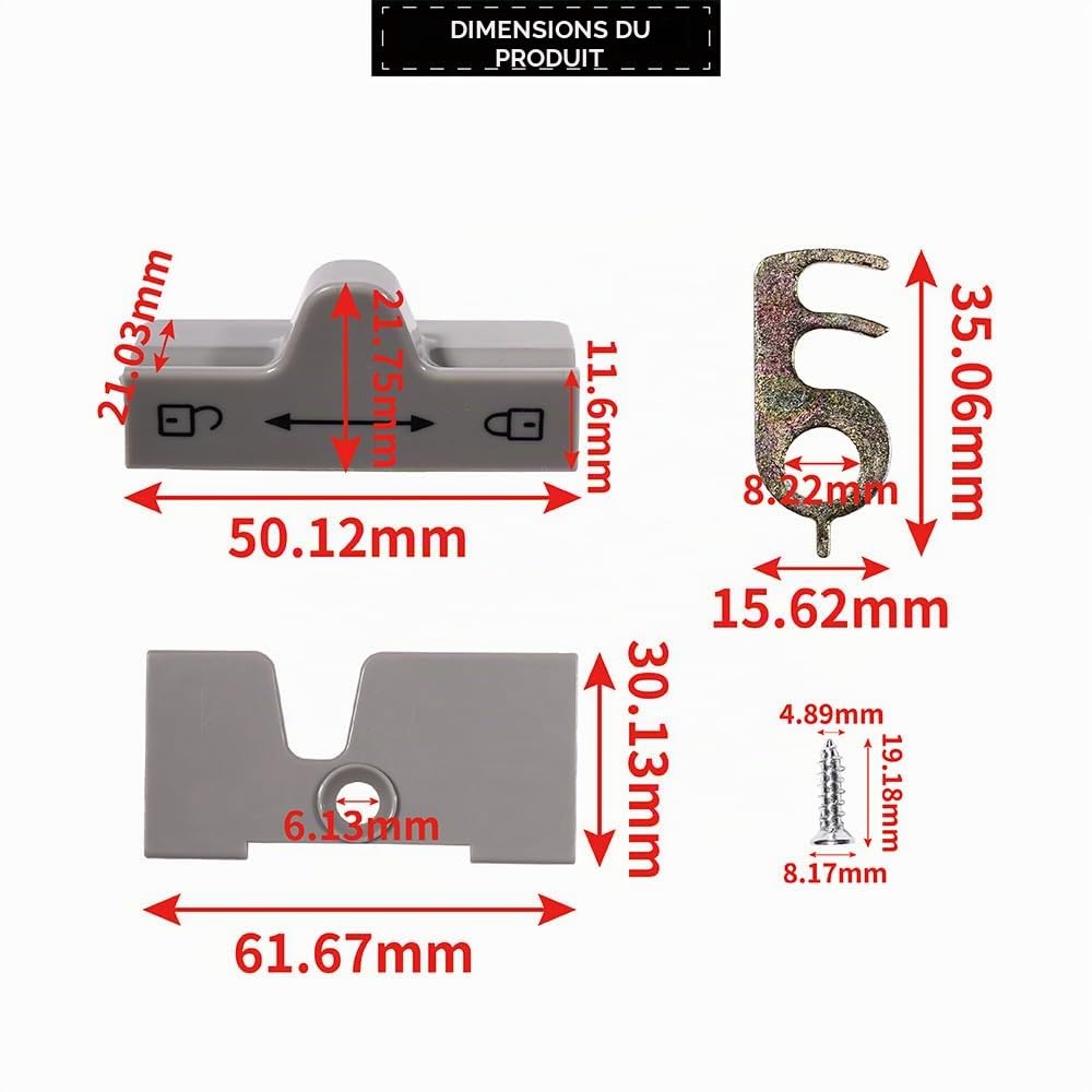 Fermeture de Porte Frigo Pièce de Rechange de la Serrure de Congélateur Compatible avec Réfrigérateur Série 7 2412757300 Grise