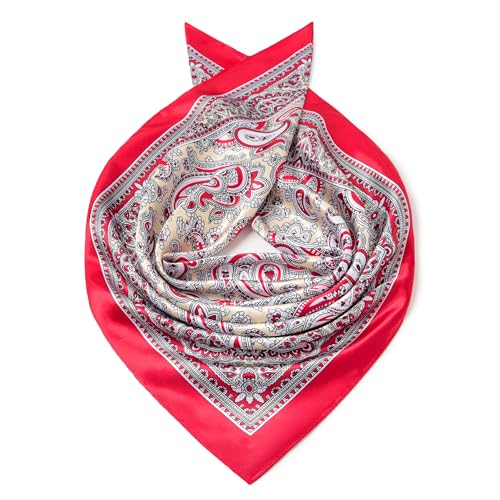 Image of 35 inch Men's Silk Cowboy Scarf - Oversized Western Bandana Neckwear, Large Square Scarf with Gift Packaging