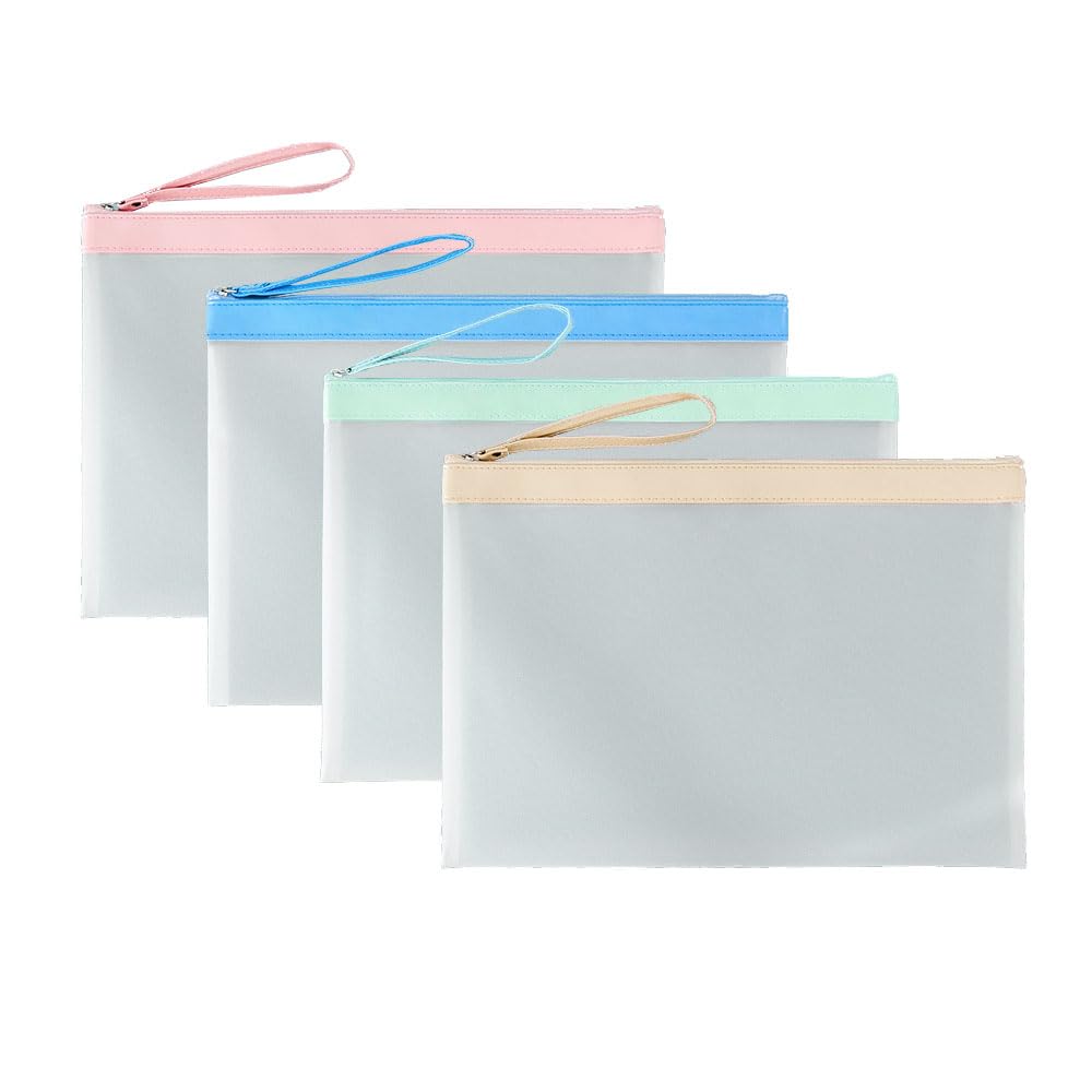 Oaygat 4 Packs A4 Art Portfolio Bag Waterproof Portfolio Folder for Artworks Colorful Artist Storage Bag Zipper and Handle Art Carrying Storage Bag for Drawings — image 1