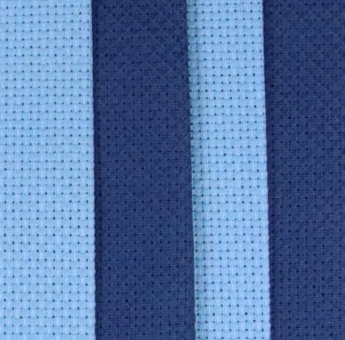 Image of KCS 4 /6 pc of 12 inch x 18 inch(30cmx45cm) 16 Count Cotton Aida Cloth Cross Stitch Fabric (4 pc, Light Blue+Jeans Blue)