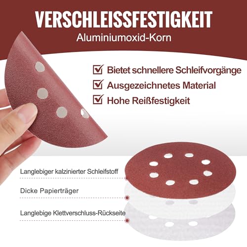 WORKPRO 150 Stück Schleifpapier 125mm Klett Schleifscheiben – Ansicht 4
