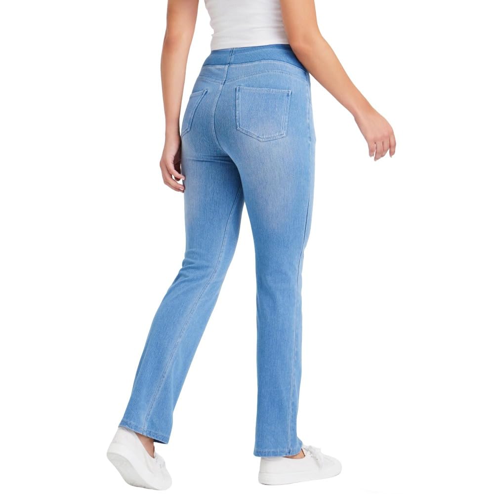 Jeans Mujer Stretch de Tiro Alto Corte Bootcut Lavado Denim Pantalones Casual Efecto Moldeador con Bolsillos Ajuste Recto y Cómodo rectos/C/XL