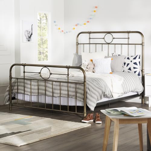 Walker Edison Vintage Metal Iron Pipe Queen Size Bed Headboard Bedroom Headboard Footboard Bed Frame...
