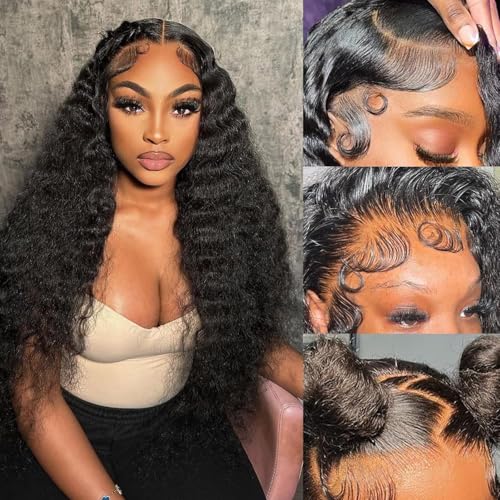 Mziio 20 Inch Deep Wave Lace Front Wigs Human Hair