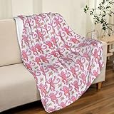 Whisperlyn Pink Cartoon Print Flannel Fleece Throw Blanket - Soft & Cozy for Kids, Adults, Boys, Girls, Roller Babies Rabbit Toddlers Monkey- Ideal for All Seasons, 50'' x 40'', Preppy1, 89888