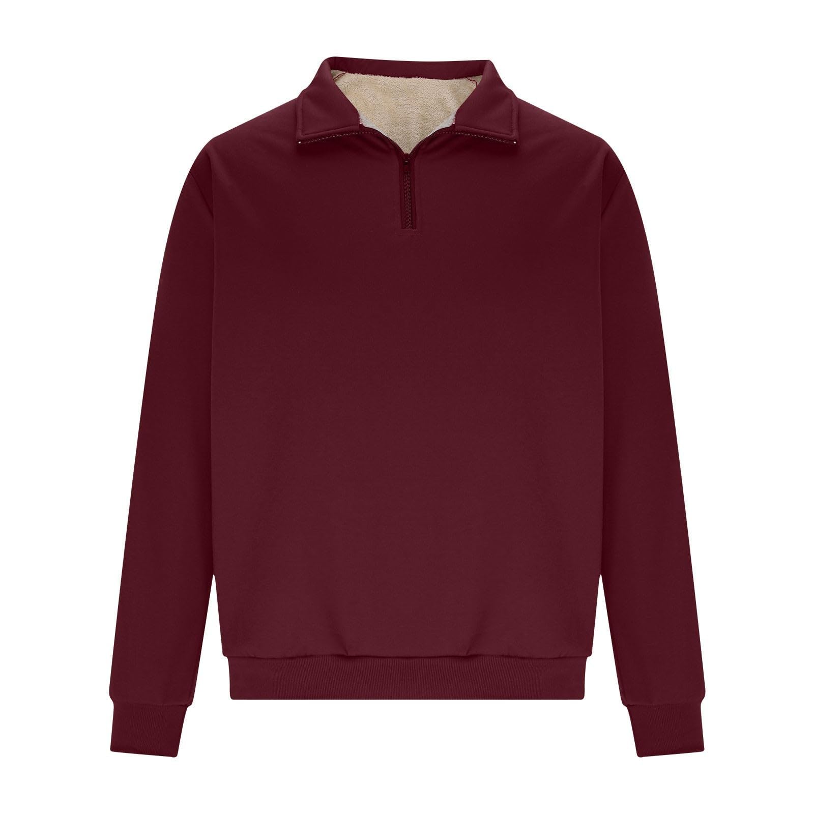 Sudadera sin Capucha para Hombre, con Cremallera de un Cuarto, Forro Polar, Informal, de Manga Larga, Holgada, para otoño e Invierno, cómoda para Uso Diario.
