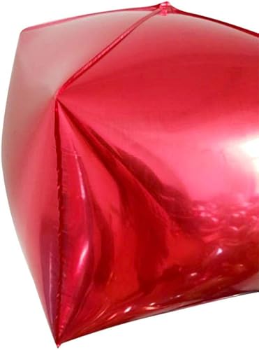 Miniatura 2 de Happyyami 3 globos de papel de aluminio cuadrado 4D para decoración de San Valentín, cumpleaños, boda, fiesta (rojo)